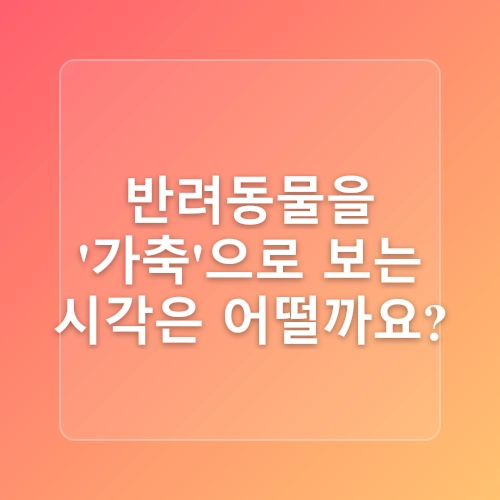 [동물보호법 바로알기] 반려동물 : 소유물인가, 가축인가, 아니면 동반자인가?