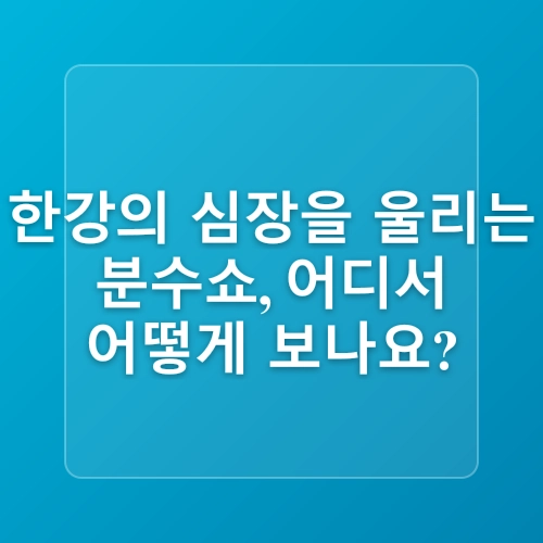 반포한강 공원 반포대교(잠수교) 달빛무지개분수 분수 시간 & 명당자리